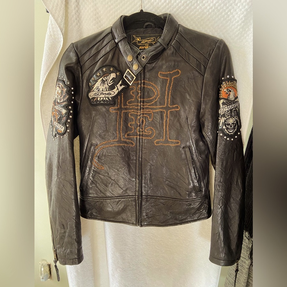 Women’s Ed Hardy Leather Jacket Size XS